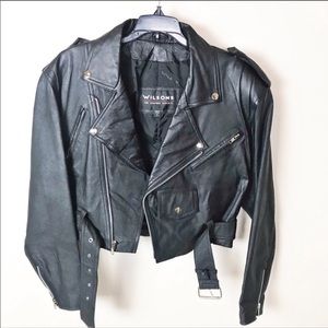 Wilsons leather cropped moto jacket, M
